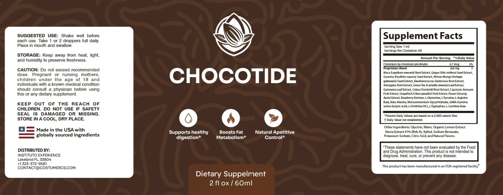 Chocotide supplement facts and ingredient label